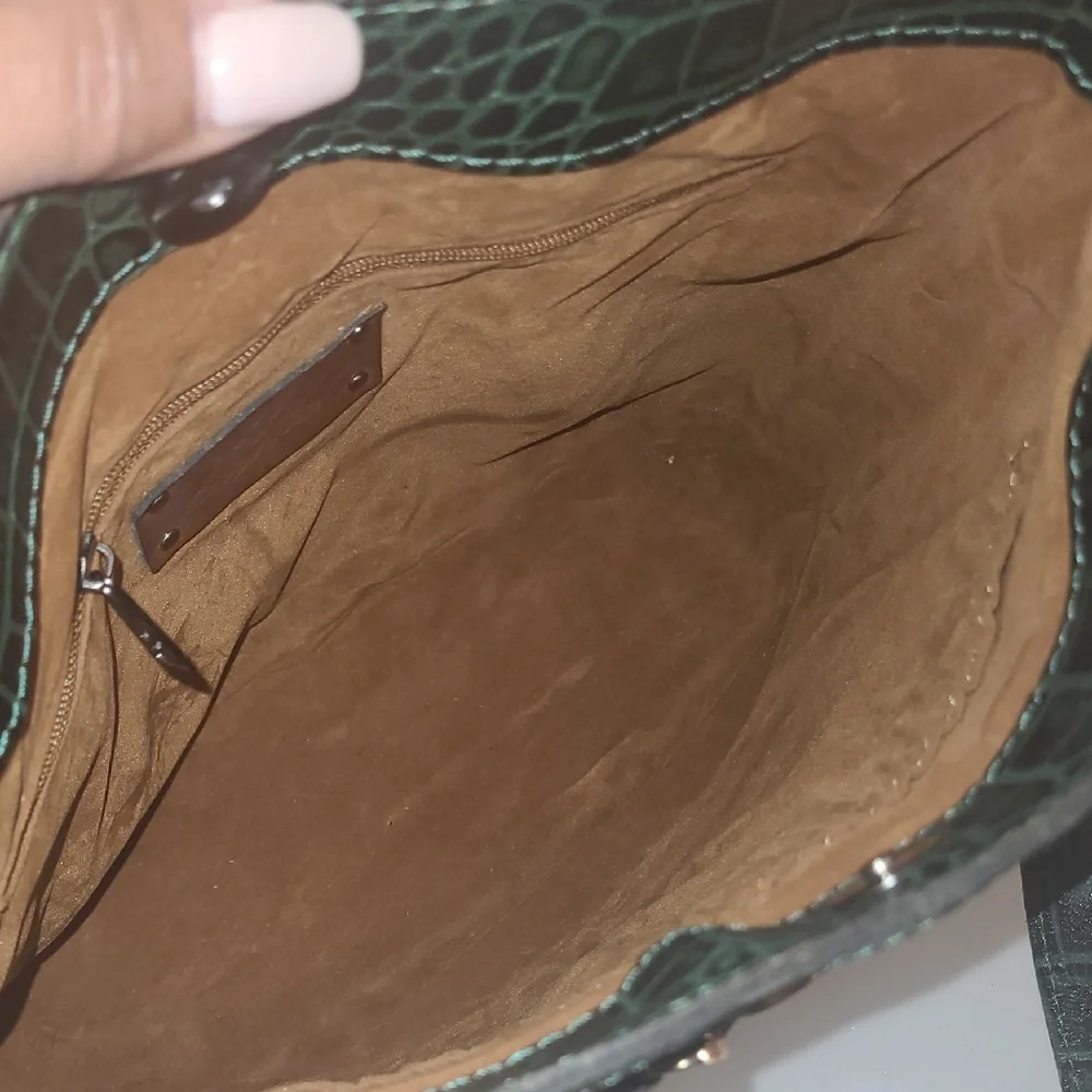 Patricia Nash Green Crocodile Embossed Satchel 10th Year Anniversary W/ Dustbag - Picture 11 of 11